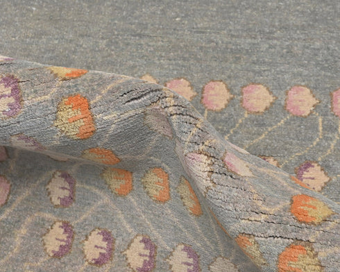 3x5 Gray Kuba Afghan Hand Knotted Wool Area Rug